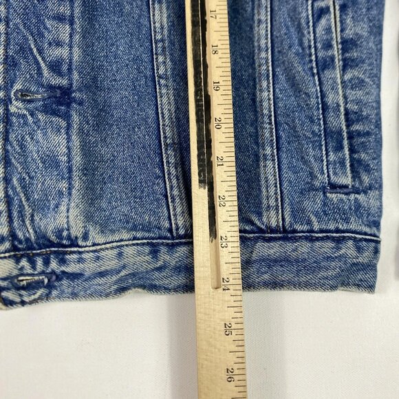Vintage Gap Denim Jacket Mens Large Blue Trucker Button Front Pockets Washed 90s - Picture 6 of 12